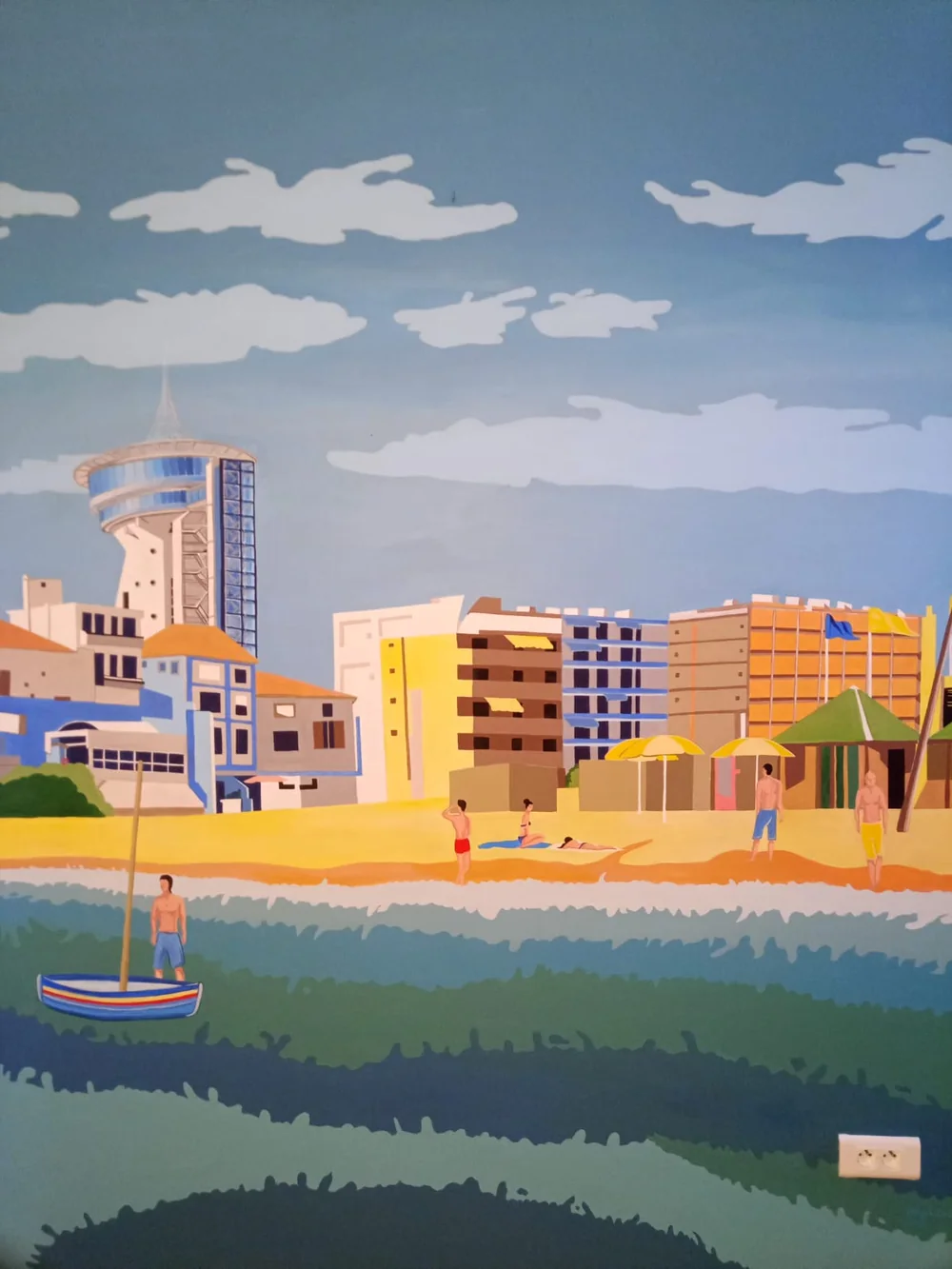 Fresque de paysage urbain et maritime